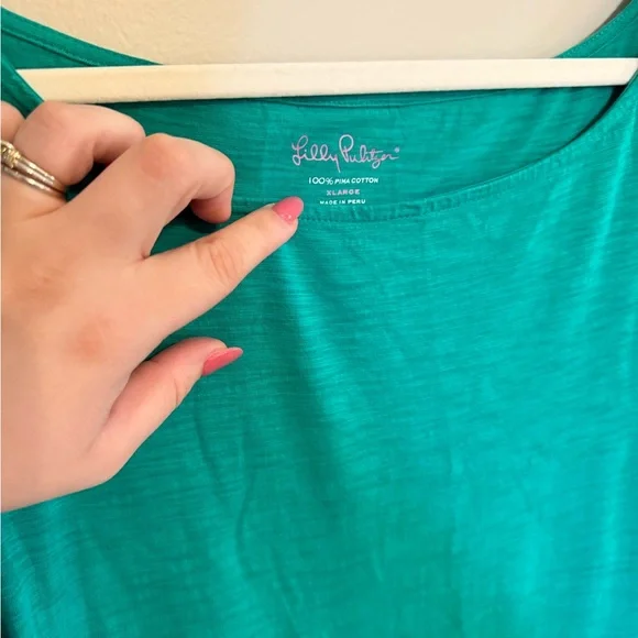 Lilly Pulitzer • Emerald Green Somerset Ruffle Sleeve Dress XL Preppy Casual - Picture 6 of 7